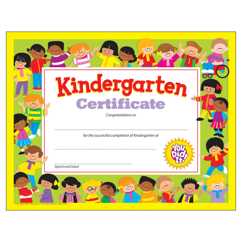 Certificat de tendance pour la maternelle