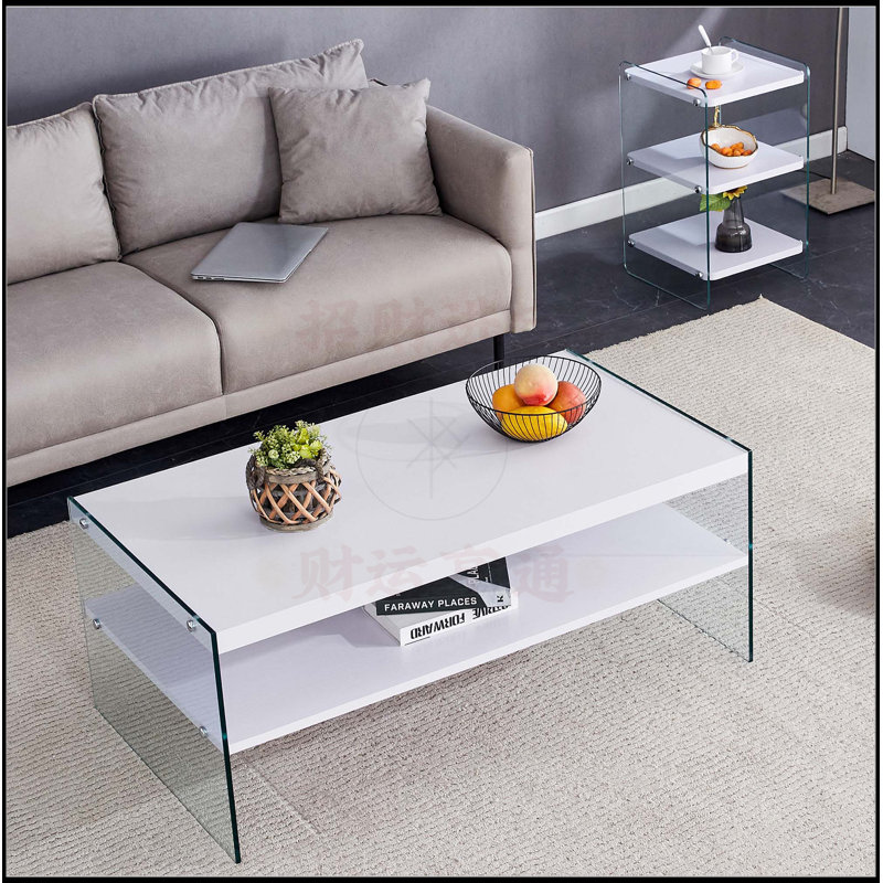 Ensemble de table de chevet et de table basse à trois niveaux, Blanc
