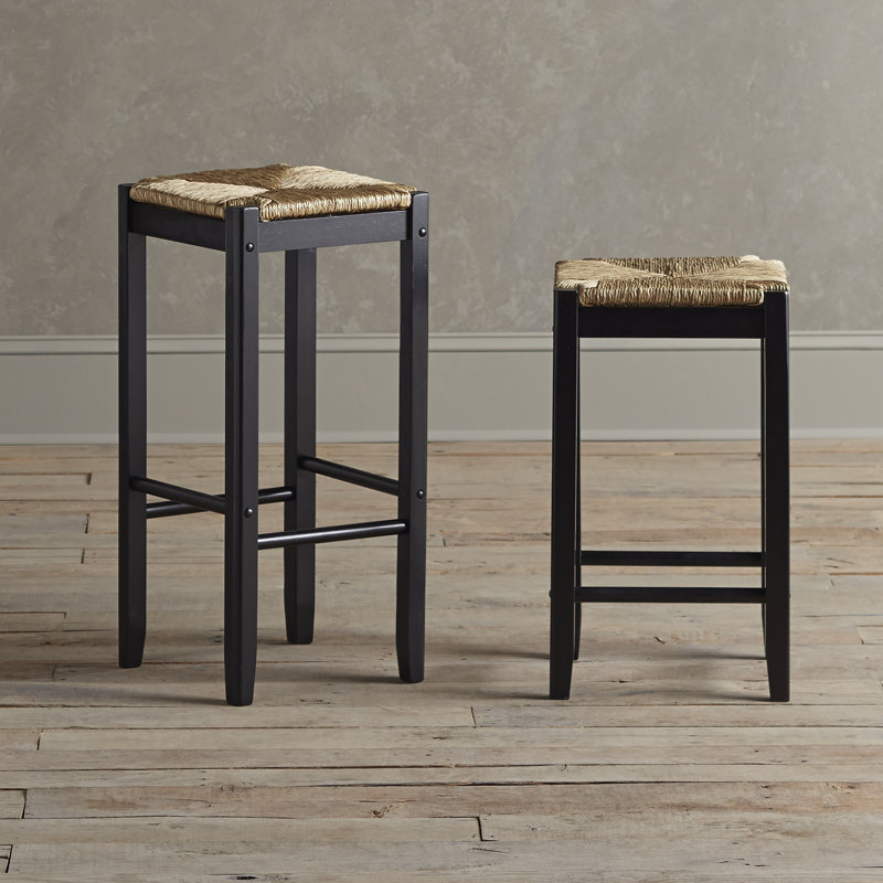 Mcintire Counter Stool with Solid Wood Frame, Bar Stool (29" Seat Height), Black