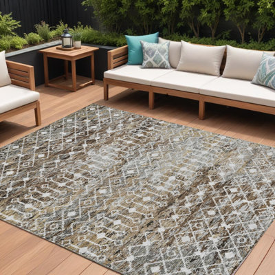 Tapis intérieur lavable argyle brun et beige 9 pi x 12 pi