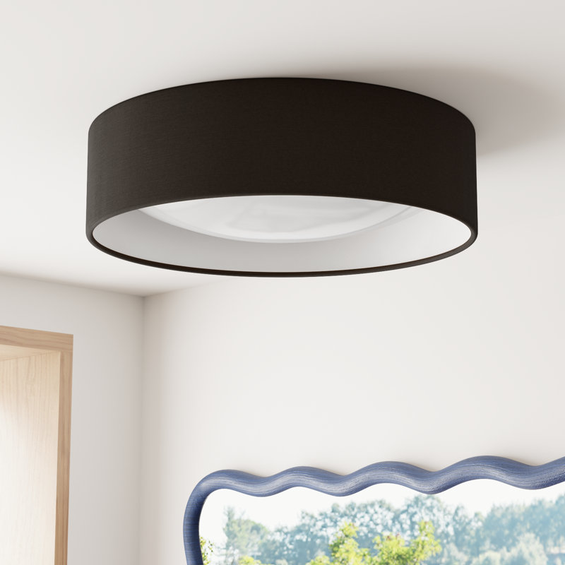 Murphie Polyester LED Flush Mount, Black/Brushed Nickel, 4.53" H x 15.94" W x 15.94" D