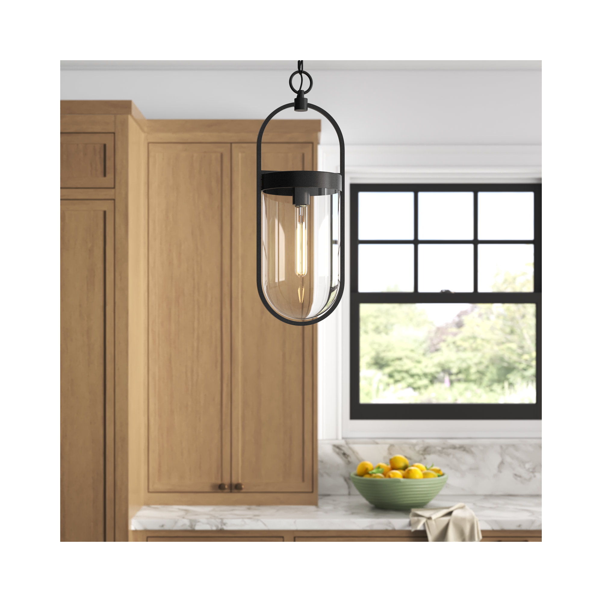Single Light Glass Dimmable Pendant, 31.125" H x 10.75" W x 11.5" D, Aged Iron
