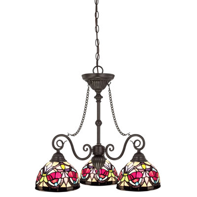 Tiffany Stained Glass 3-light Glass Chandelier