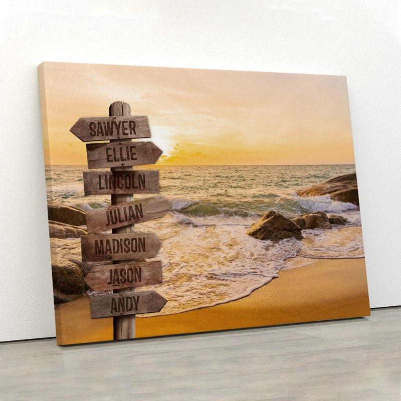 Toile tendue avec toile personnalisée "Sunset on the beach", H 16 po x l 20 po x P 2 po