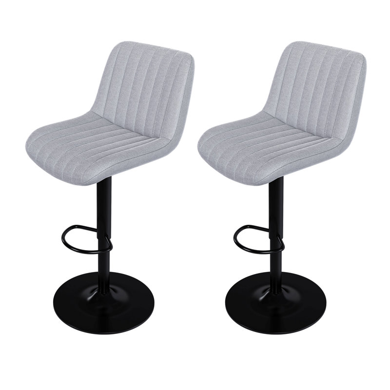 Swivel Bar Stools With Adjustable Height (35.03-43.7 Inches), Backrest, And Soft Knit Fabric - Ideal For Kitchen Island, Bar Counter, Dining Room, (Set Of 2)