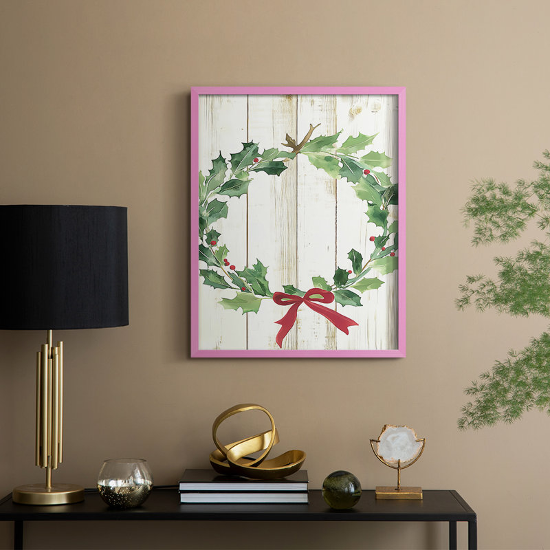 «Christmas Holiday», art encadré Dcccxxxviii - bois massif, H 30 po x l 24 po, Doré