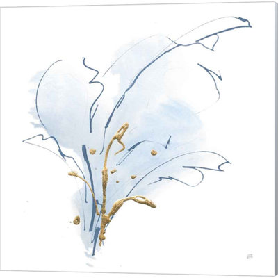 «Blue and Gold Floral A» par Chris Paschke, art sur toile (ensemble de 2)
