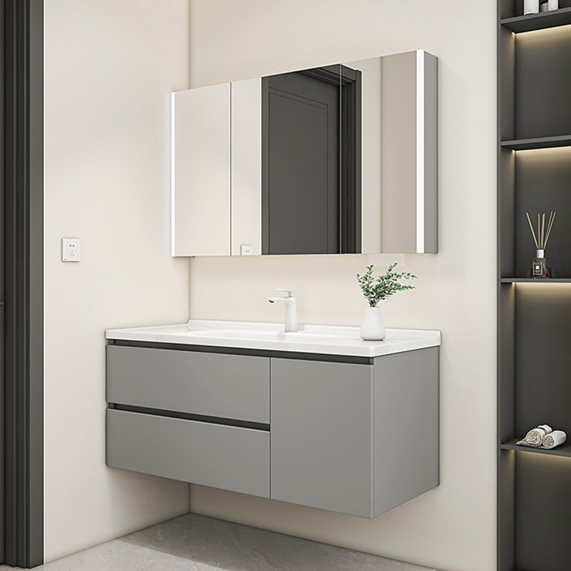 Armoire de salle de bain simple et moderne grise