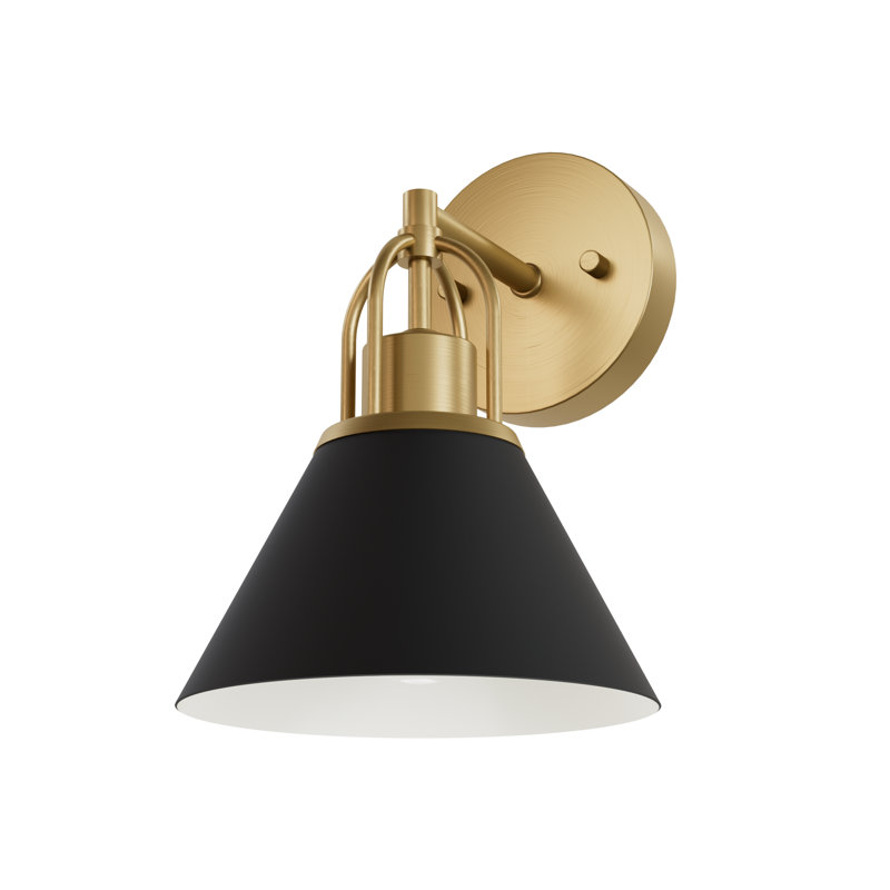 Matte Black and Gold Metal Dimmable Wall Sconce