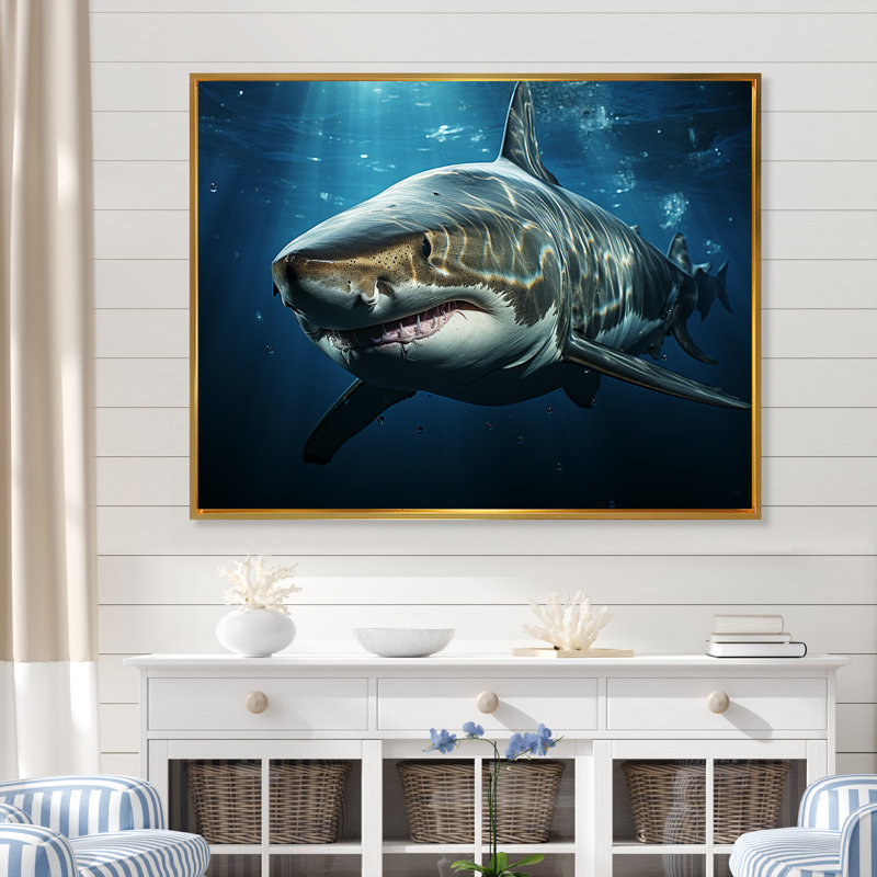 " Oceans Blue Ghost Shark Photography ", 24" H x 32" W x 1" D, Gold Floater Framed