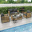 Ensemble de mobilier de patio, ensemble de conversation de patio 4 pièces - 2 chaises d'extérieur et 1 causeuse avec coussins, 1 table basse 