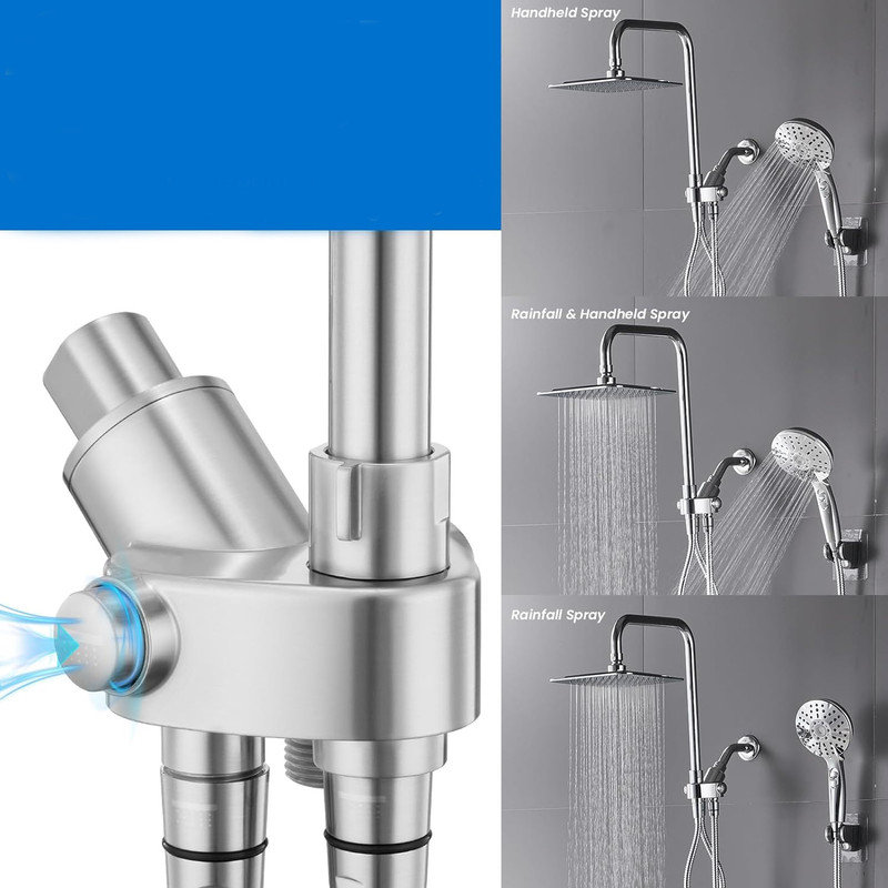 8'' Chrome Adjustable Dual Shower Head Combo with Filter