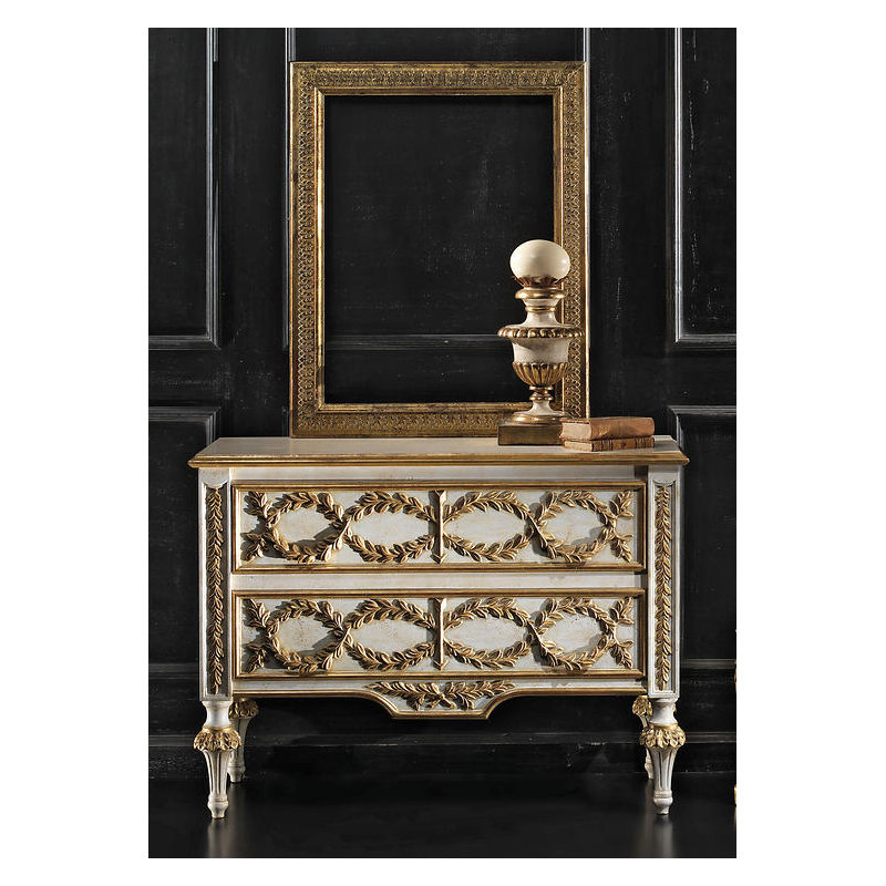 Handpainted 47" Wide 2 Drawer Accent Chest, Antique White