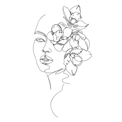 Glensperth Flowers in Woman's Head 1 Piece Wrapped Canvas Wall Art