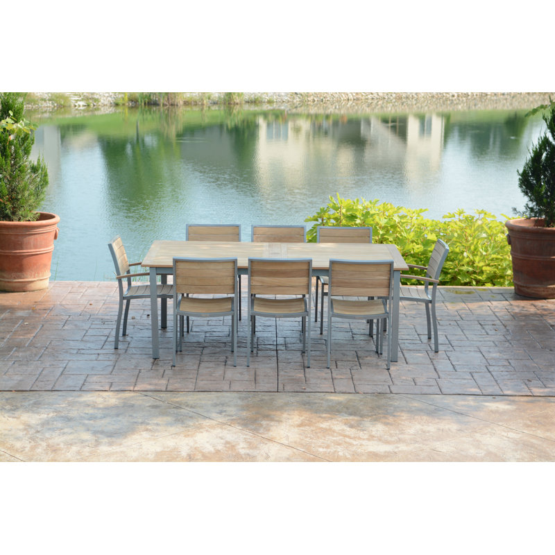 SoHo 115" Teak Aluminum Outdoor Extension Table, White