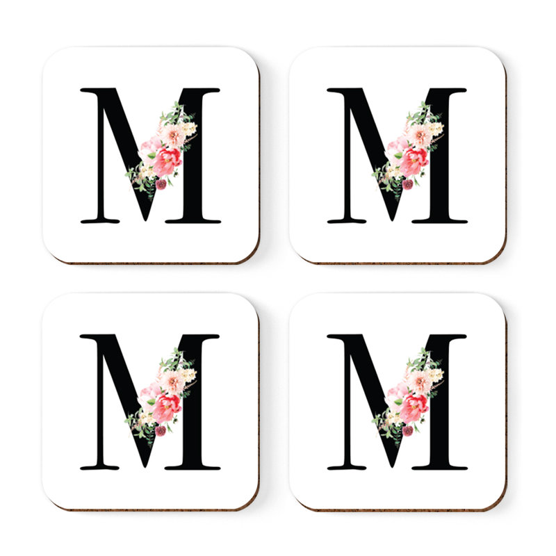 Sous-verre à motif floral rosé, M