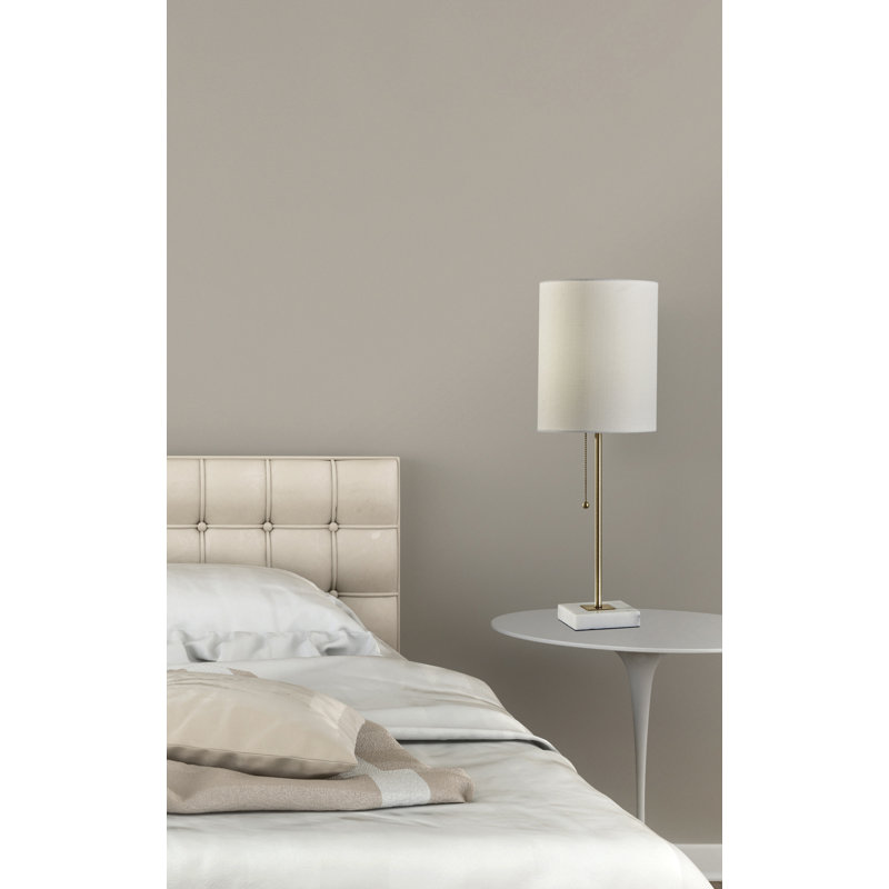 Reed 23" White Table Lamp, Antique Brass