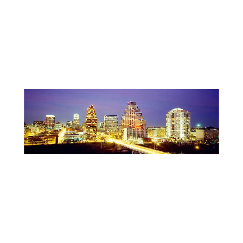 Buildings Lit Up At Dusk, Austin, Texas, USA by Panoramic Images - Wrapped Canvas Panoramic Print, 182.88 cm H x 60.96 cm W