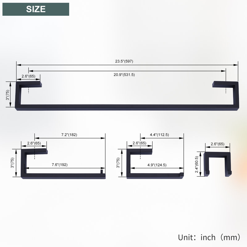4 - Piece Bathroom Hardware Set, Black