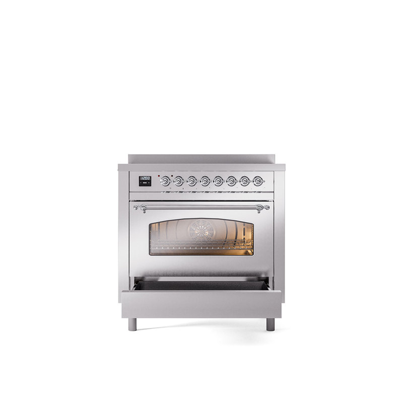 ILVE Nostalgie II 36 in Induction Range, Stainless Steel/Chrome