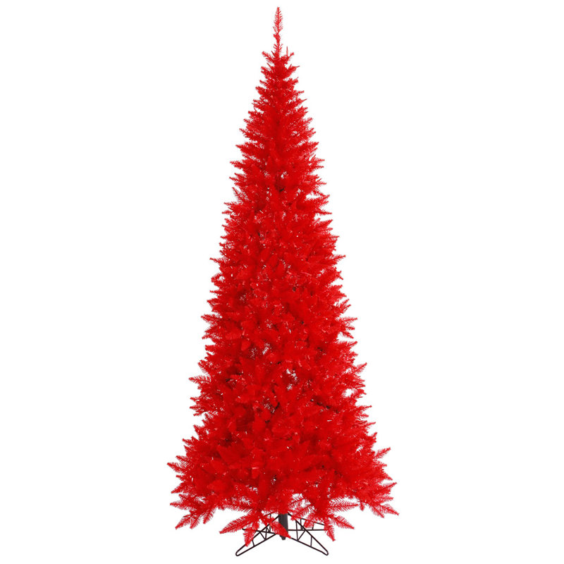Sapin de Noël artificiel rouge, H 4,5 pi x P 2 pi