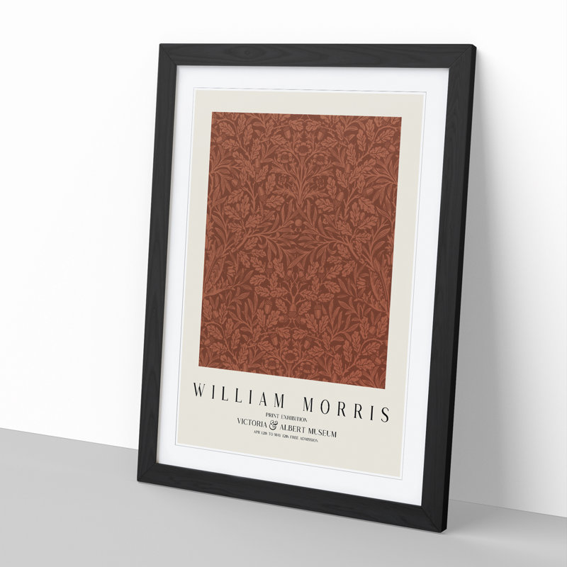 Acorns and Oak Leaves by William Morris - Picture Frame Painting, Black Framed, 36cm H x 27cm W x 2cm D