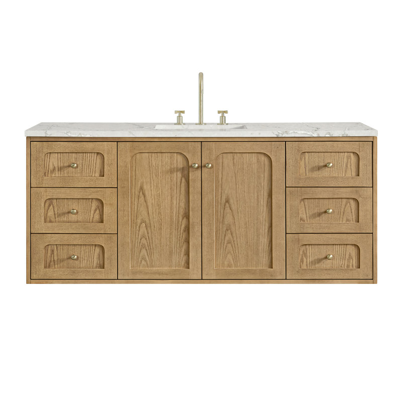Laurent 60'' W Single Vanity, 8" Centers, Light Natural Oak, Victorian Silver