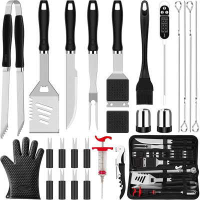 Ensemble 26 pièces d'outils de grillade en acier inoxydable