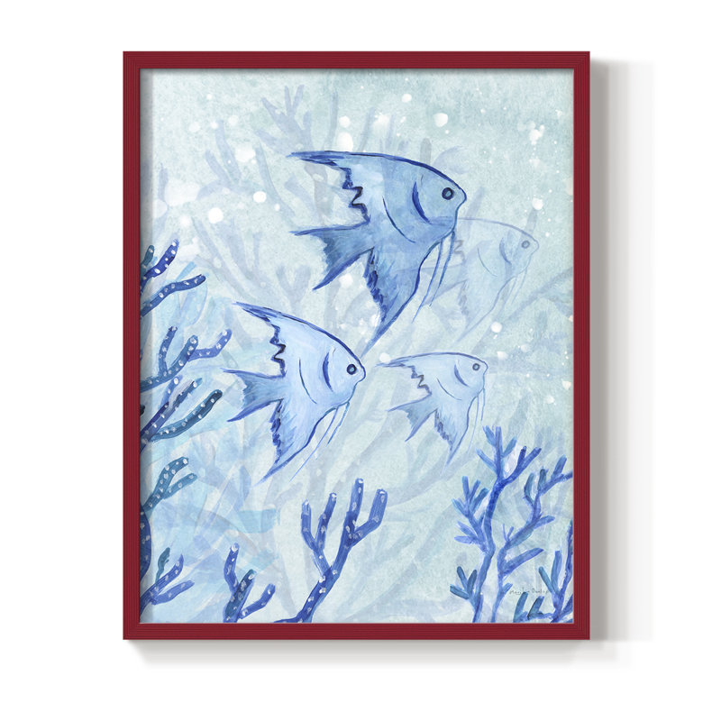 «Angel Fish I», reproduction encadrée - bois massif, H 15 po x l 12 po, Rouge