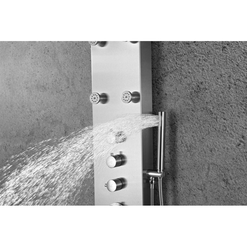 Fontan Brushed Steel 64" Shower Panel with Rainfall Head