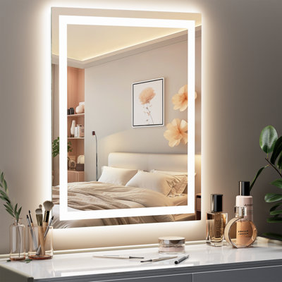 31.5X23.6in LED Bathroom Mirror with Lights, Anti-Fog 3-Color Temp Backlit + Front Lit Lighted Bathroom Vanity Mirror for Wall, Stepless Dimmable Memory Function