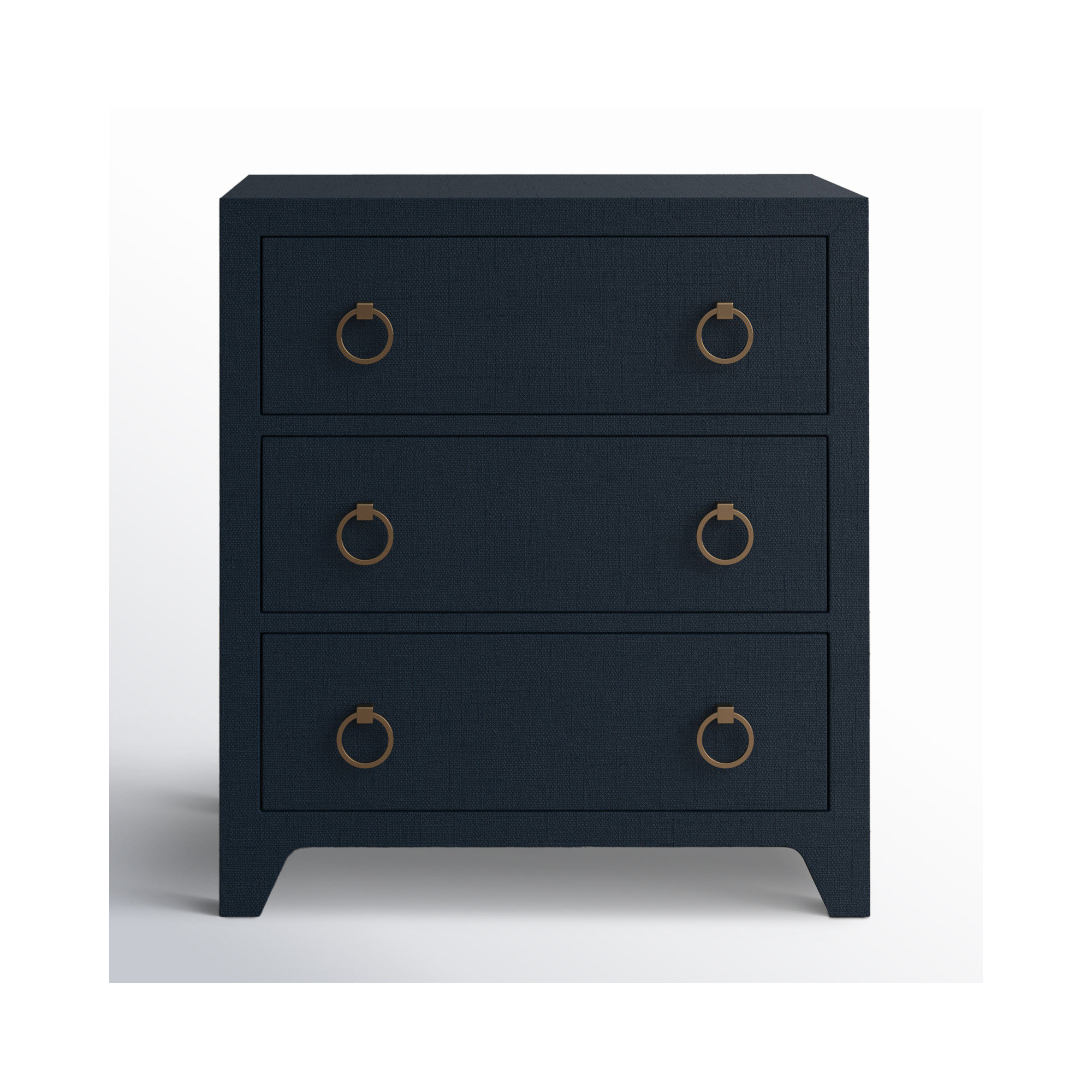 Cleo 3 - Drawer Raffia Dresser, Navy Blue
