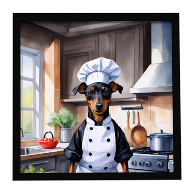 «Manchester Terrier The Chef», reproduction d'art encadrée