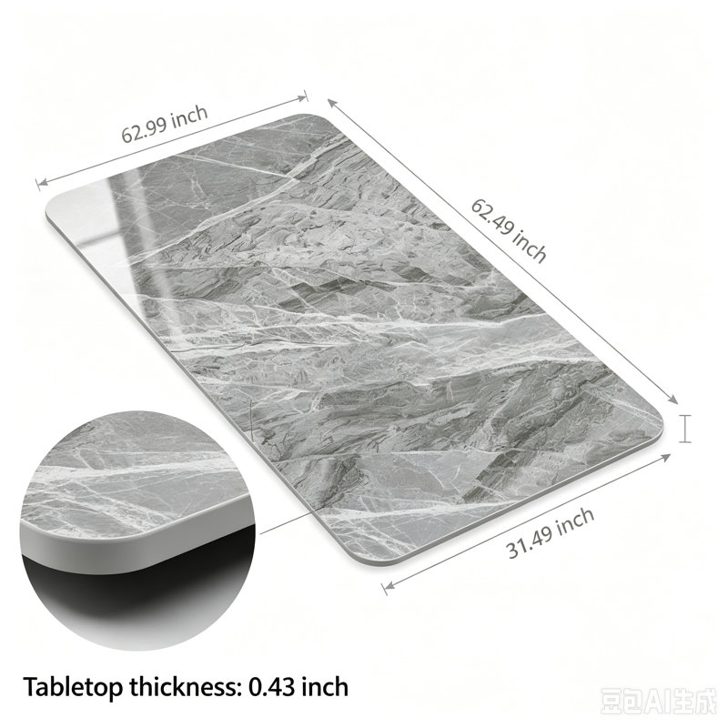 Plateau de table de salle à manger rectangulaire en pierre frittée 63 po x 32 po