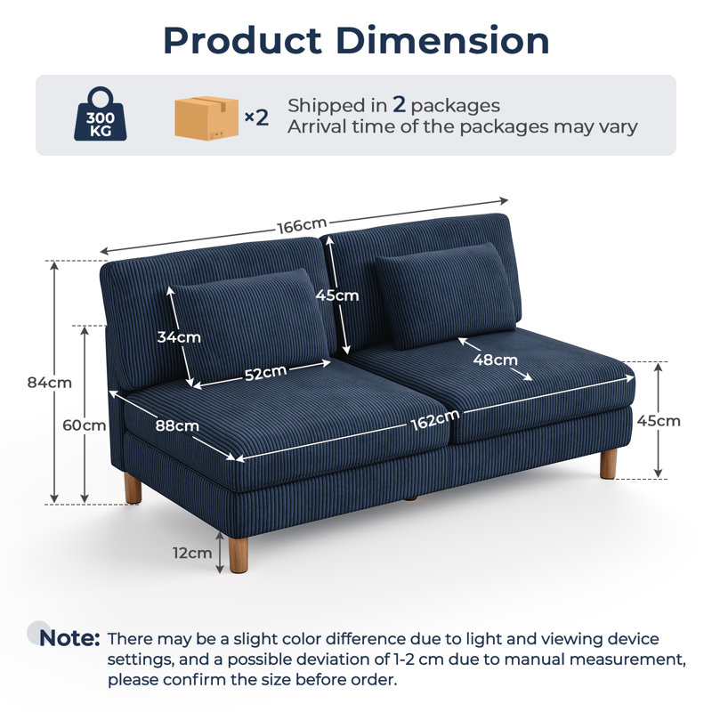 3 Seater Cotton Loveseat, 2-3 Seats-Blue