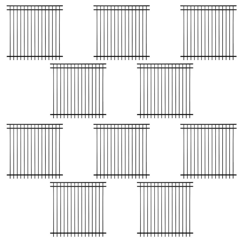 6FT H X 6FT W Heavy Duty Flat Top Fence Barrier Panel, Anti-Rust Metal Fencing Panel, Pack of 10, 6 ft. H x 6 ft. W