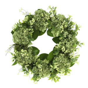 Seafoam Green Hydrangea with Budding Flower Wreath