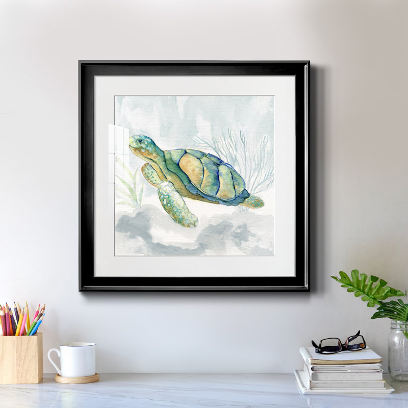 «Riding the Current II» - peinture encadrée, H 17,5 po x l 17,5 po x P 1,5 po, Toile avec cadre noir