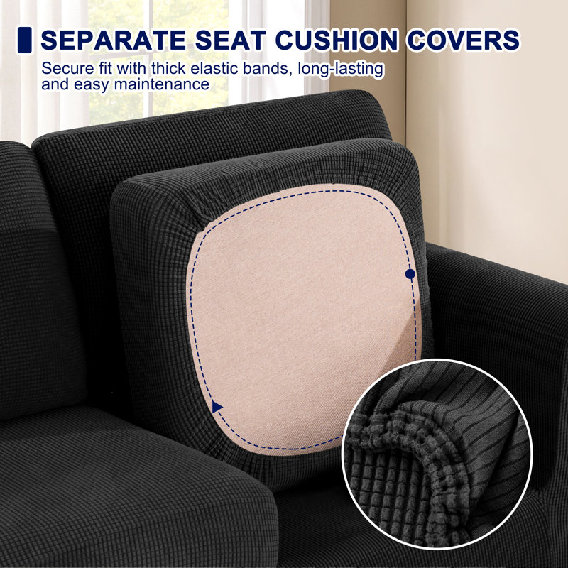 Stretch Separate Box Cushion Armchair Slipcover, Black