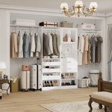 80"-120" Closet System With Door And Wooden Drawers(Adjustable Width)