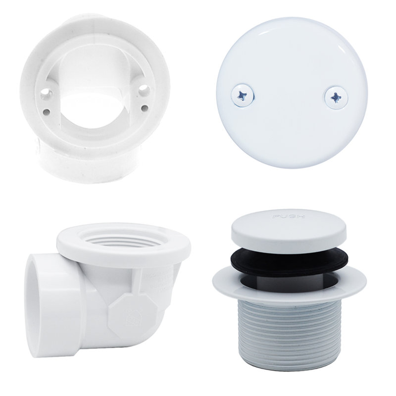 Sch. Drain de baignoire 40 "1-1 / 2" en PVC avec trop-plein deux trous, Blanc thermolaqué