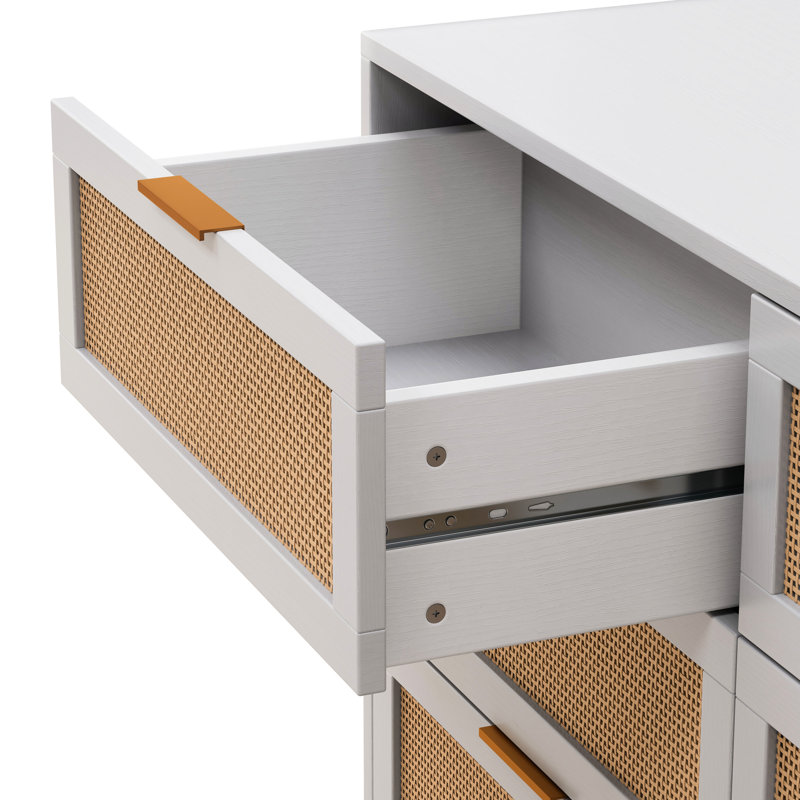 Commode de rangement 42,83 ", 6 tiroirs, blanc. Décoration de chambre à coucher et de salon, grand espace blanc. Idéal pour la chambre, pratique