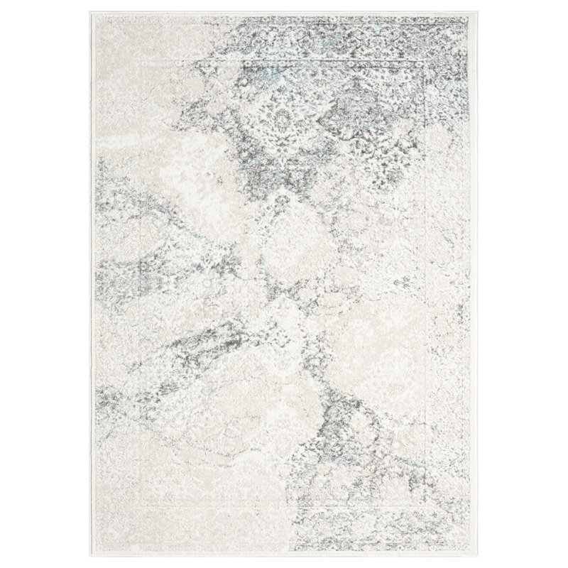 Tapis gris / turquoise Myloh, Rectangle 7 pi 5 po x 9 pi 5 po