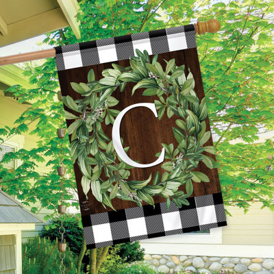 Wreath Monogram Letter C House Flag