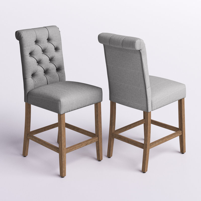 Tabouret Alsadig, Gris, Tabouret de comptoir (siège d'une hauteur de 25 p, Naturel légèrement patiné