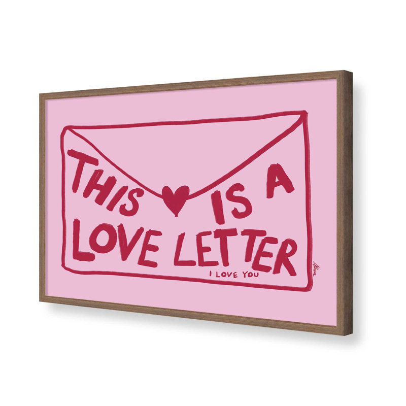 «Love lettre horizontal» par Athenesatelier, reproduction d'art, H 18 po x l 24 po, Brun