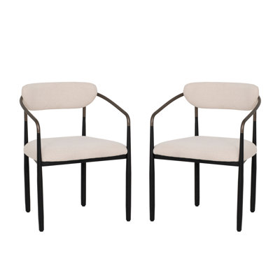 Berkoff Cream Upholstered Dining Chairs Set Of 2