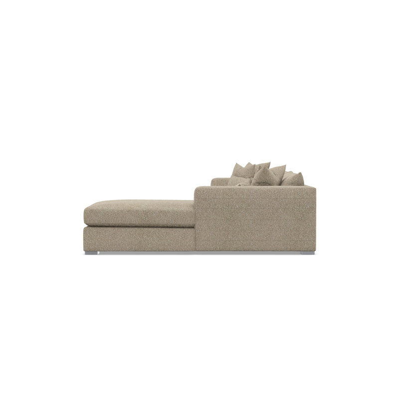 Chaise Sectional, Tan Polyester, Right Hand Facing