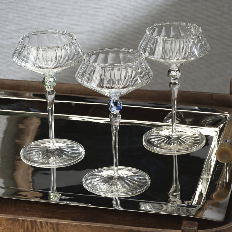Ensemble de 4 verres Ondine, Transparent / accent azur royal