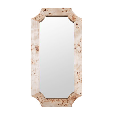 Miroir mural Farra - l 28 po x H 54 po - ronce de peuplier / laiton vieilli